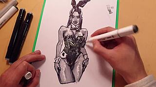 Quick sketch of hot sexy girl in latex with markers 😎