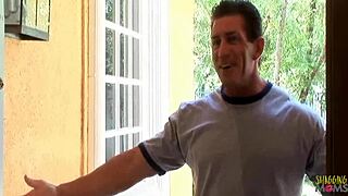 Knock On Door Leads To Steamy Sex With Big Fake Tits