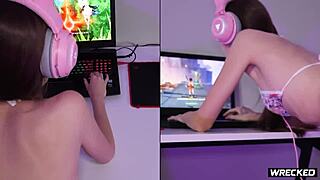 skinny petite gamer gets dominated by roommate 😈