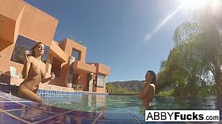 Behind the scenes, Abigail Mac and Romi have underwater fun. Check it out!