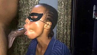 Ebony babe gives good blowjob