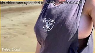 wife walks nude on beach