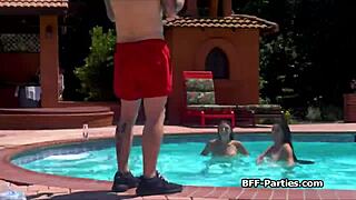 Nude Girlfriends Enjoying Pool Time Together