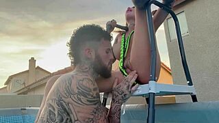 Paying the Pool Boy with Teasing Outdoor Sex