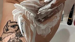 Naked stepsister bathes in the shower