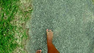 i walked barefoot on street and beach getting feet dirty for foot fetish fun... oops i meant feet!