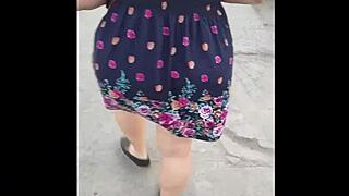 Mature Latina Flashes Big Ass On Street In Skirt And Thong