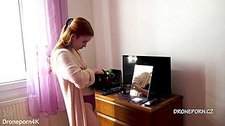 Naked Redhead Karolinka Applies Makeup Seductively