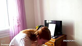 Naked Redhead Karolinka Applies Makeup Seductively