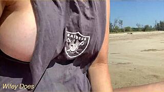 wife walks nude on beach