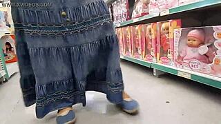 Hairy Upskirt Flashing in the Shop
