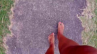 i walked barefoot on street and beach getting feet dirty for foot fetish fun... oops i meant feet!