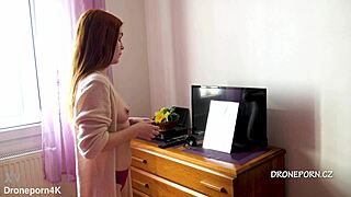 Naked Redhead Karolinka Applies Makeup Seductively