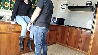 Intense Quickie Kitchen Fuck in Standing Position