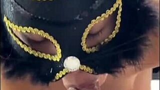 Neighbor's visit turns into a facial surprise