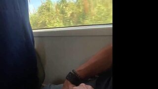 accidental sex on public train - handjob and cumshot with amateur milf