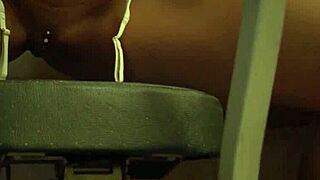 big boobed inked ebony beauty harley dean reveals shaved pierced pussy!