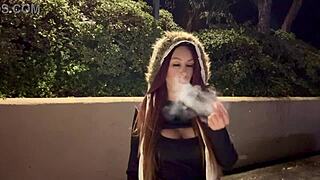 Italian big tits milf artemisia love enjoys a late night smoke session