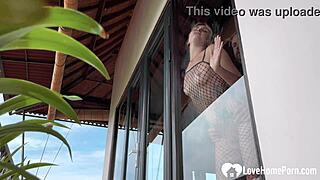 Blonde Amateur In Standing Doggy Blowjob Morning Scene