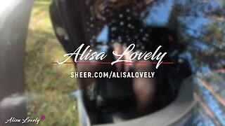 girlfriend in stockings sucks dick and swallows cum in the auto parked in public park?