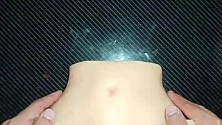 Candy experimenting with positions in creampie fun