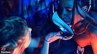 beauty in heels with nipple clamps