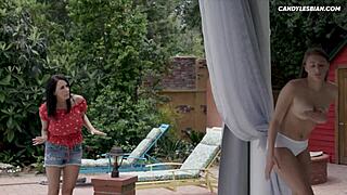 Horny lesbians get caught fucking in their wet panties