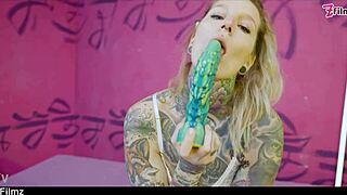 tattooed girl deep throat fucked and dp - hard anal stretch - atm toys gape face fuck big dick goth punk alt porn zf111