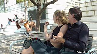 European Slave in Public Nudity Walk