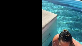 Amateur couple gives public blowjob at infinity pool in costa rica