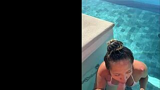 Amateur couple gives public blowjob at infinity pool in costa rica