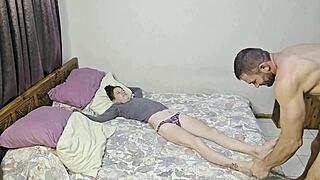 Foot punishment where she's slapped, gagged, and fucked hard in homemade scene