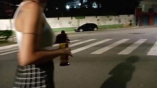 Intimate Alley Encounter with Stranger's Natural Tits and Close-Up Kissing