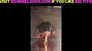 Busty Latina With Natural Tits Blowing And Titfucking Her Dildo