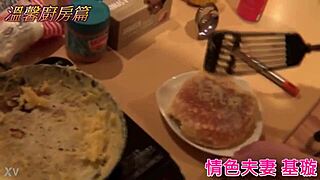 Warm kitchen couple scene