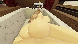 brunette with fat ass sucks and fucks in bathtub, teasingly hot