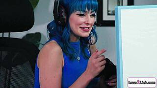 Busty Brunette Licks Gamer GF's Pussy