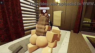 brunette with fat ass sucks and fucks in bathtub, teasingly hot