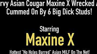 Curvy Asian Cougar Maxine X Wrecked By 6 Big Dick Studs