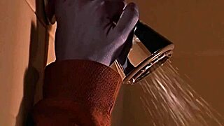 tania saulnier takes a refreshing nude shower, revealing her petite blonde figure in a cozy setting