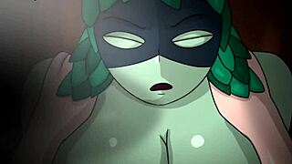 Huntress wizard surprises with intense titfuck in the forest.