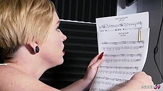 Wrecking ball parody group sex with skinny teen Miley May and older guys.