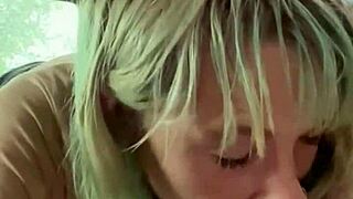 Hooker Sucks Cock in Backseat, Swallows Cum