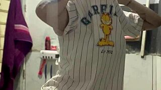 making video call to neighbor while cuck watches football