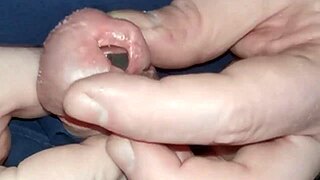 Jayq's sounding session with steel plug in penis and urethra stretching