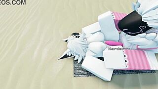 shark GOING ALL OUT on the beach roblox, furry fun in the sun