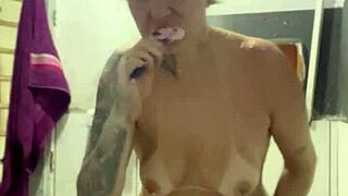 making video call to neighbor while cuck watches football