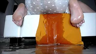 cute teen cumming in bathtub for partner