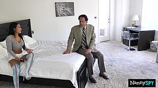 boss gives amia miley a chance to save her job by swallowing his cock