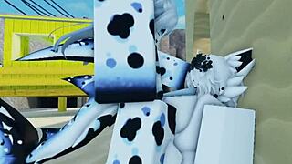 shark GOING ALL OUT on the beach roblox, furry fun in the sun